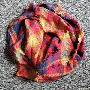Gorgeous Orange Yellow Blue Plaid Fall Colors Acrylic Scarf